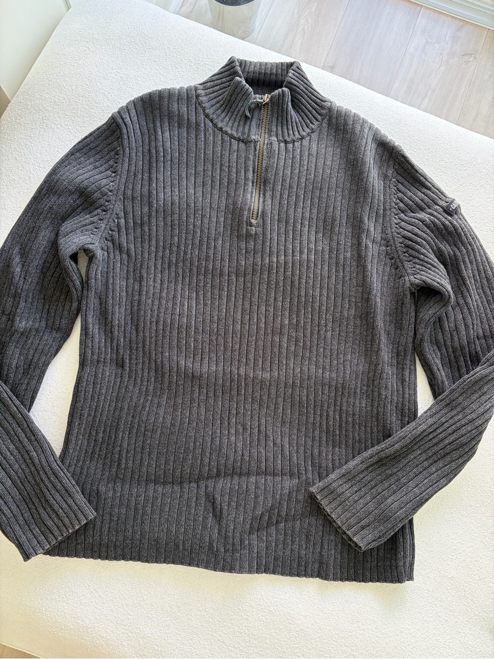 Calvin Klein Jeans Men's Ribbed Half-Zip Sweater — Charcoal